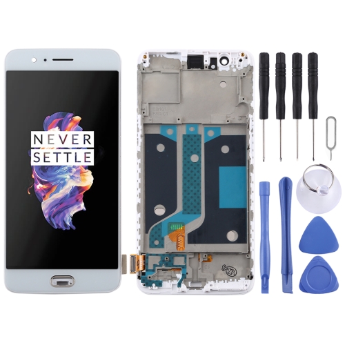 

TFT Material LCD Screen and Digitizer Full Assembly with Frame for OnePlus 5 A5000 (White)