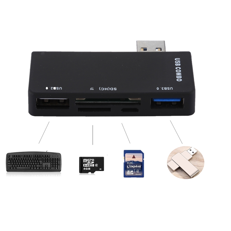 

USB 3.0 to TF + SD + USB 3.0 + USB 2.0 + Micro USB Port HUB Card Reader for Microsoft Surface Pro 3 / 4