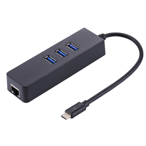 

USB-C / Type-C to 3 USB 3.0 Ports HUB + RJ45 High Speed Gigabit Ethernet Adapter Multi-function LAN Adapter