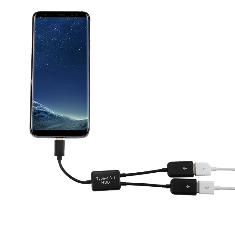 

Portable USB-C / Type-C Male to Dual USB Ports Female HUB Adapter for Macbook, PC, Laptop, Tablet, Smartphone