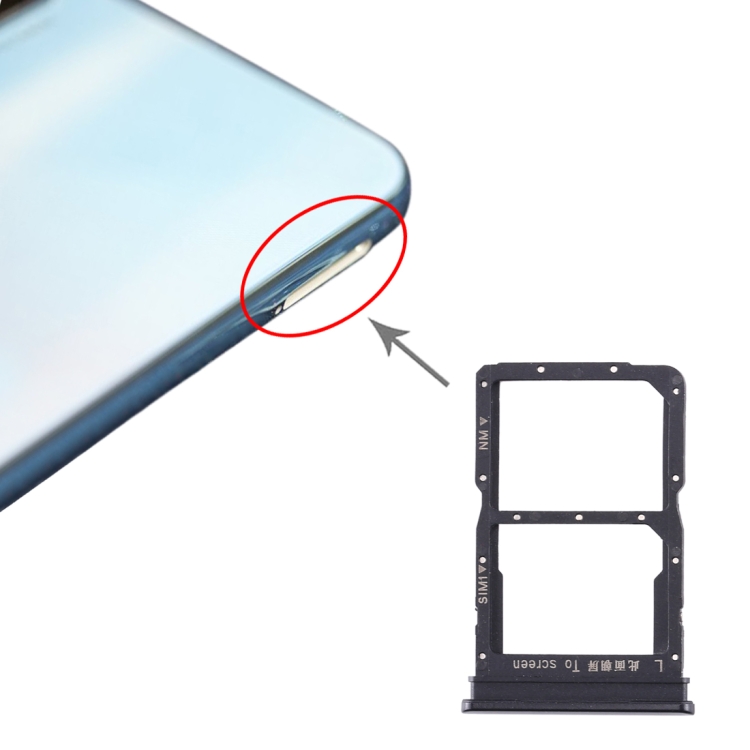 

SIM Card Tray + NM Card Tray for Huawei Honor 20 Lite (Black)