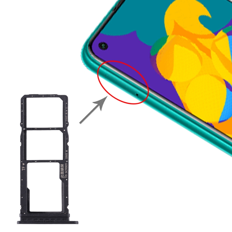 

SIM Card Tray + SIM Card Tray + Micro SD Card Tray for Huawei Honor Play 4T (Black)