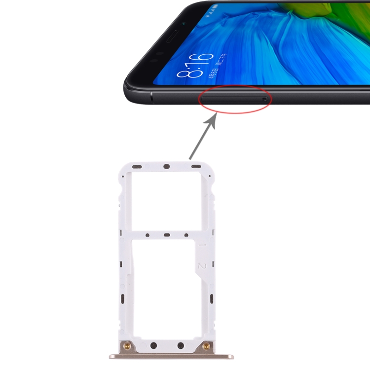 

2 SIM Card Tray / Micro SD Card Tray for Xiaomi Redmi 5 Plus(Gold)