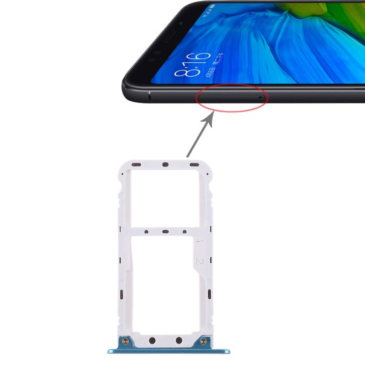 

2 SIM Card Tray / Micro SD Card Tray for Xiaomi Redmi 5 Plus(Blue)
