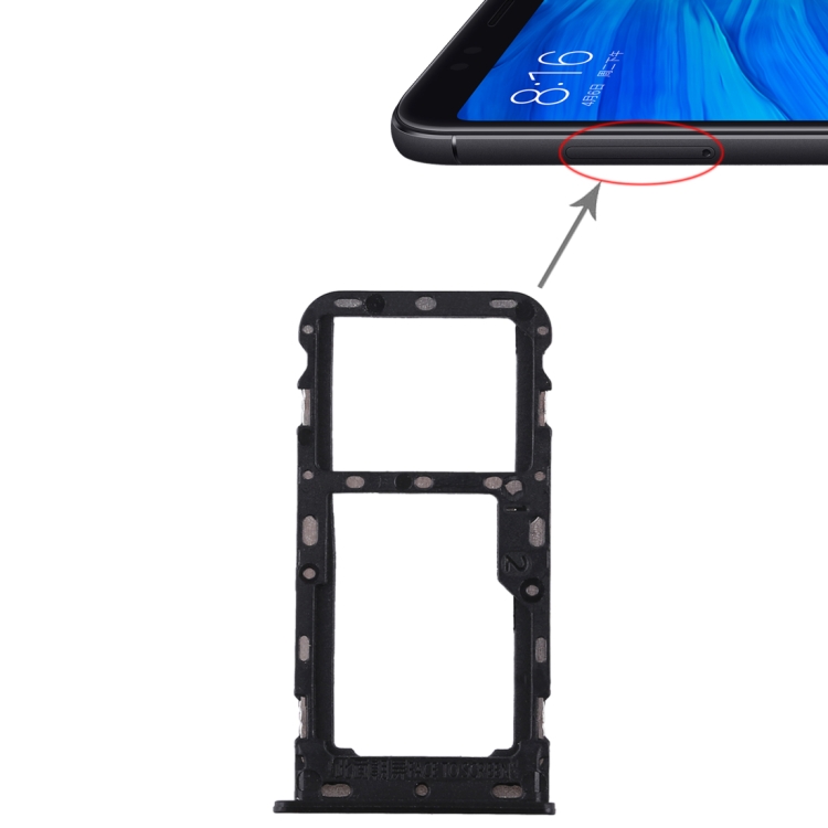 

2 SIM Card Tray / Micro SD Card Tray for Xiaomi Redmi 5(Black)