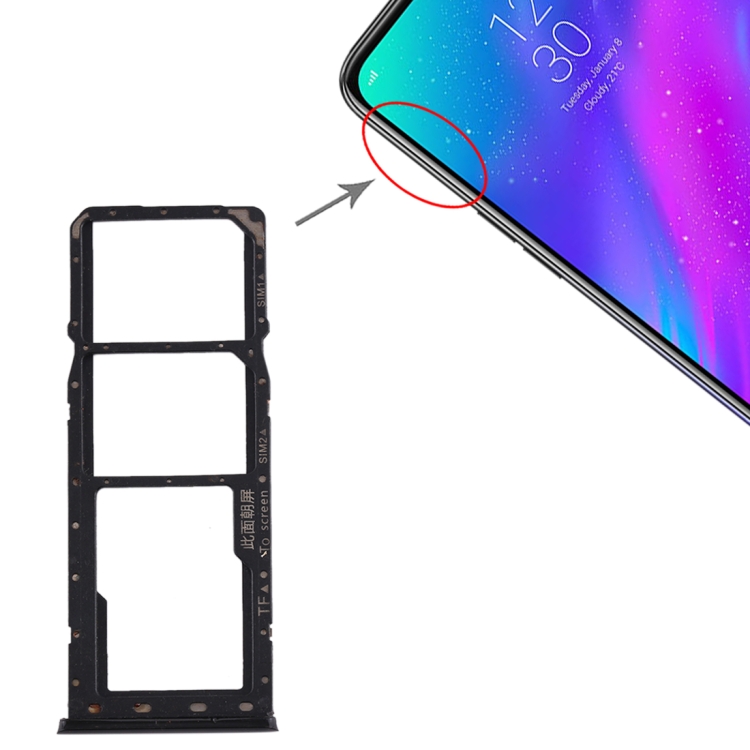 

SIM Card Tray + SIM Card Tray + Micro SD Card Tray for Realme 3(Black)