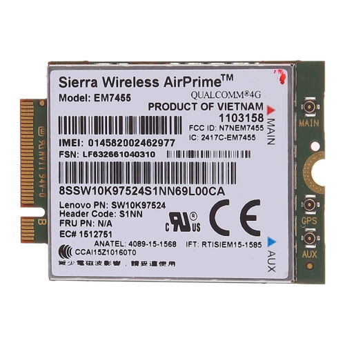 

EM7455 Sierra Wireless FDD/TDD LTE Cat6 4G Module, 4G CARD for Lenovo laptop ThinkPad P50 P50S P40 Yoga L460 T460 T460P T460S