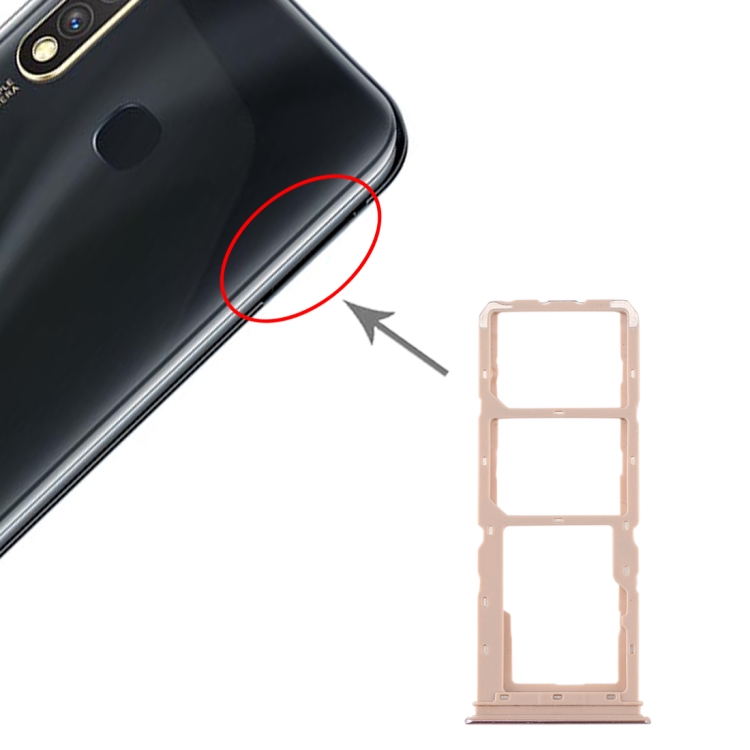 

SIM Card Tray + SIM Card Tray + Micro SD Card Tray for vivo Y5s(Gold)