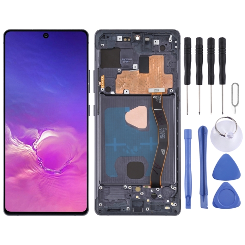 

Original Super AMOLED Material LCD Screen and Digitizer Full Assembly with Frame for Galaxy S10 Lite(Black)