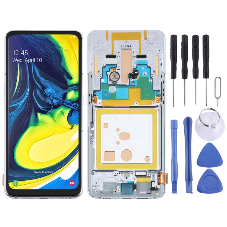 

TFT Material LCD Screen and Digitizer Full Assembly with Frame for Samsung Galaxy A80(Silver)