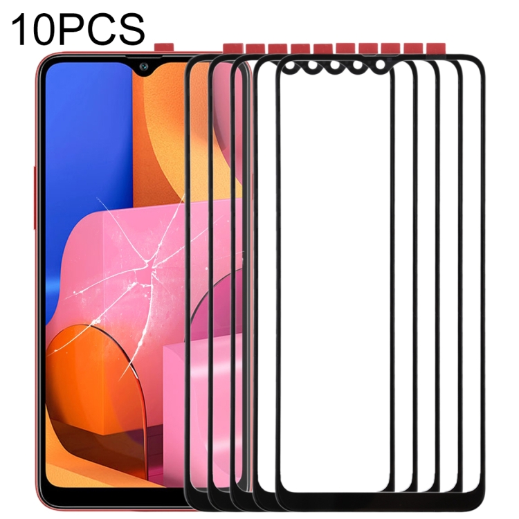 

10 PCS Front Screen Outer Glass Lens for Samsung Galaxy A20s (Black)