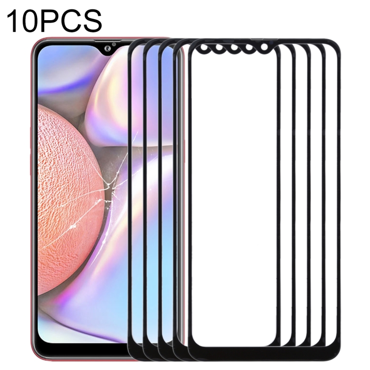 

10 PCS Front Screen Outer Glass Lens for Samsung Galaxy A10s (Black)
