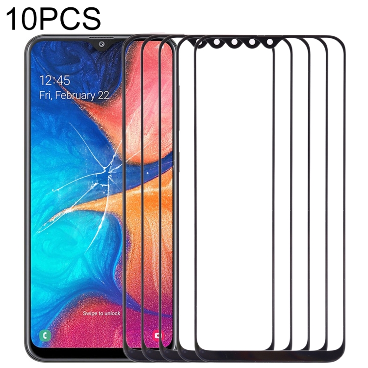 

10 PCS Front Screen Outer Glass Lens for Samsung Galaxy A20 (Black)