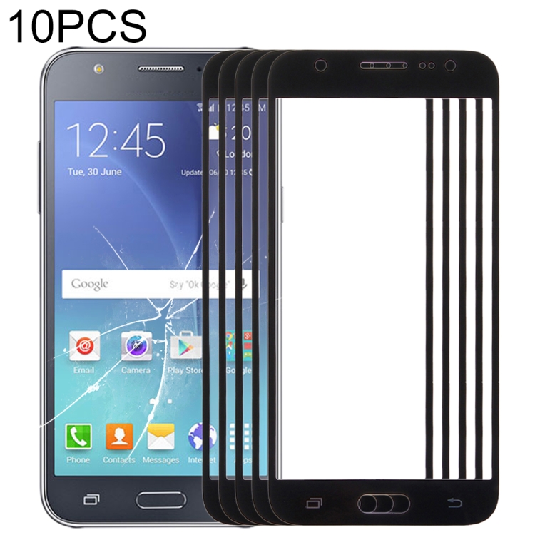 

10 PCS Front Screen Outer Glass Lens for Samsung Galaxy J7 / J700(Black)