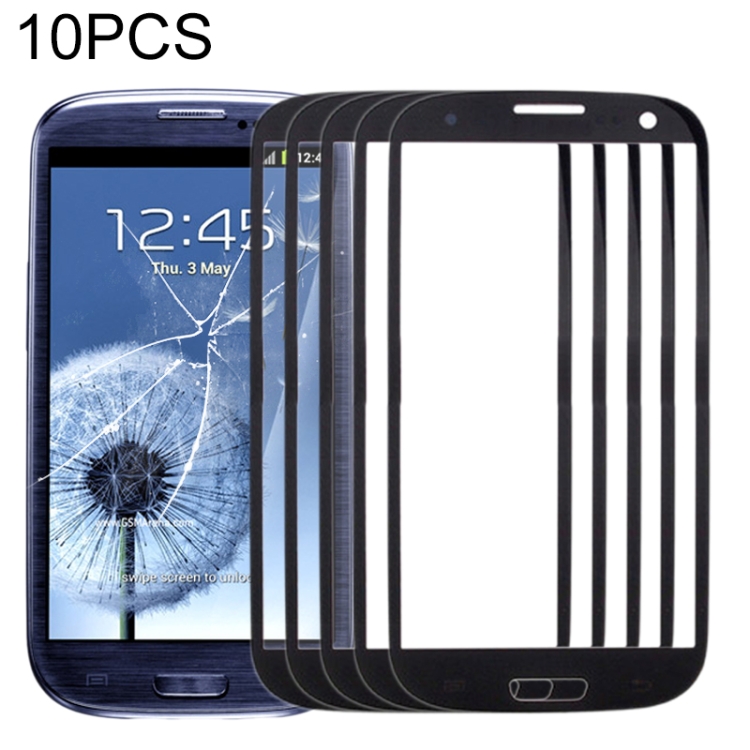 

10 PCS Front Screen Outer Glass Lens for Samsung Galaxy SIII / i9300(Black)