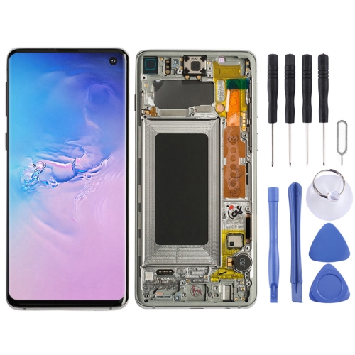 

LCD Screen and Digitizer Full Assembly with Frame for Galaxy S10 (White)