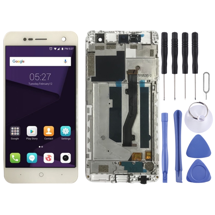 

LCD Screen and Digitizer Full Assembly with Frame for ZTE Blade V8 Mini BV0850 (White)