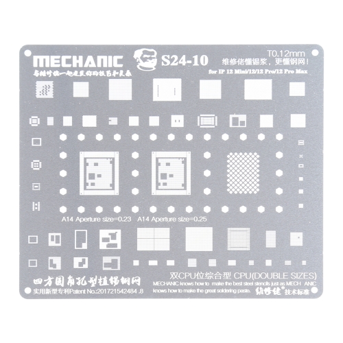 

MECHANIC S24-10 0.12mm BGA Reballing Stencil Template for iPhone 12 Pro/12/12 Mini/12 Pro Max