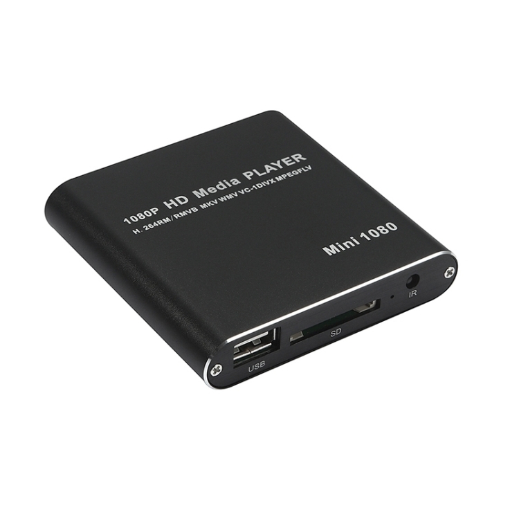 

MINI 1080P Full HD Media USB HDD SD/MMC Card Player Box, US Plug(Black)