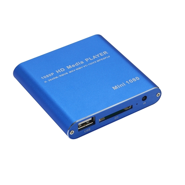 

MINI 1080P Full HD Media USB HDD SD/MMC Card Player Box, EU Plug(Blue)