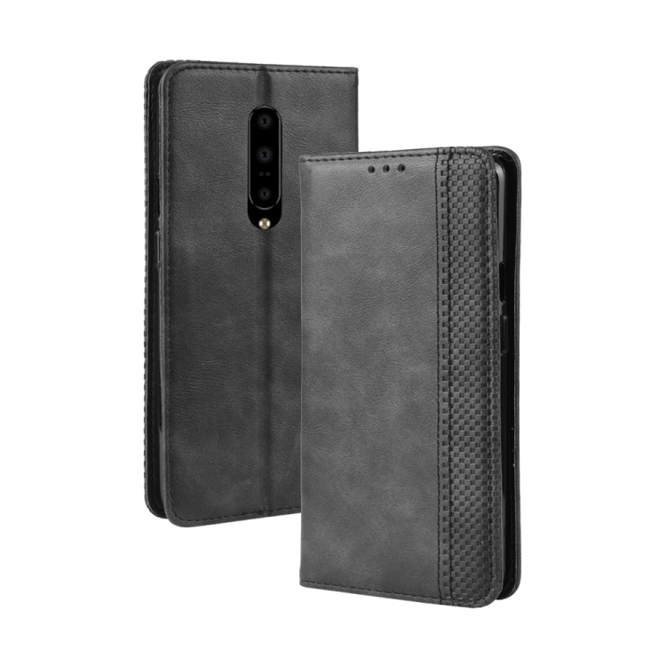 

Magnetic Buckle Retro Crazy Horse Texture Horizontal Flip Leather Case for OnePlus 7 Pro, with Holder & Card Slots & Photo Frame(black)