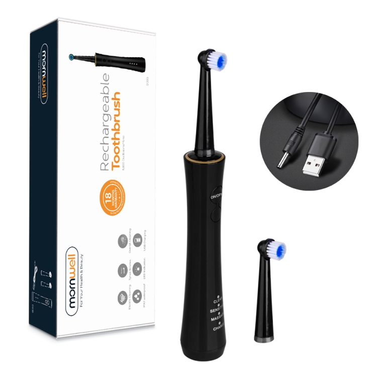 

Mornwell IPX7 waterproof rechargeable rotating electric toothbrush(Black)