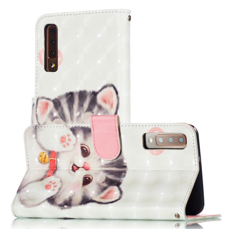 

3D Pattern Colored Drawing Horizontal Flip Leather Case for Galaxy A750 / A7 (2018), with Holder & Card Slots & Wallet & Lanyard(Tinker Cat)
