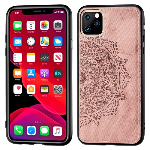 

Embossed Mandala pattern PC + TPU + Fabric Phone Case for iPhone 11 Pro , with Lanyard & Magnetic(Rose Gold)