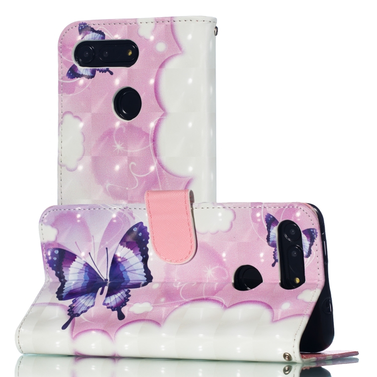

3D Pattern Colored Drawing Horizontal Flip Leather Case for Huawei Honor V20, with Holder & Card Slots & Wallet & Lanyard(Swallowtail Butterfly)