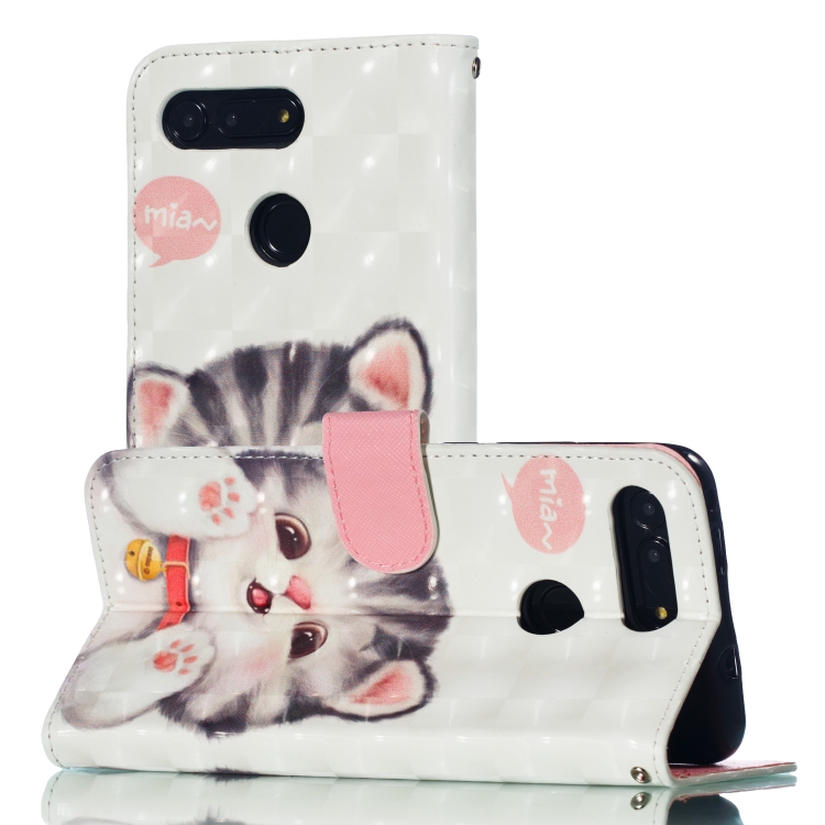 

3D Pattern Colored Drawing Horizontal Flip Leather Case for Huawei Honor V20, with Holder & Card Slots & Wallet & Lanyard(Tinker Cat)