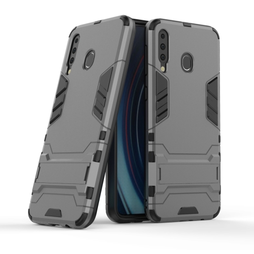 

Shockproof PC + TPU Case for Galaxy M30, with Holder(Grey)