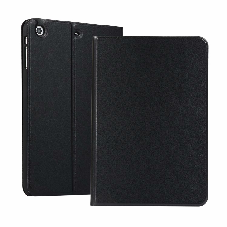 

left and right solid color elastic leather case for iPad Mini 1 / Mini 2 / Mini 3 with stand with sleep function, TPU soft shell bottom case(Black)
