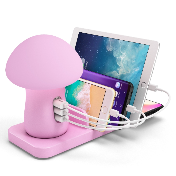 

HQ-UD12 Multi-port USB Small Grinding Lamp Multi-function QC 3.0 Wireless Charging Stand Small Night Light 欧规 Pink