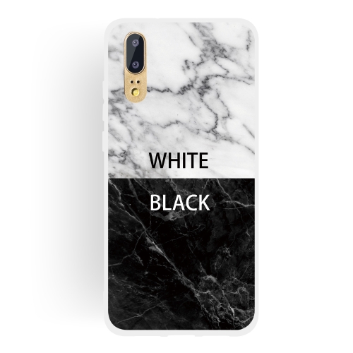 

Black and White Text Matte Semi-transparent TPU Marble Phone Case for Huawei P20 Lite