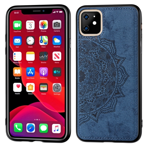 

Embossed Mandala pattern PC + TPU + Fabric Phone Case for iPhone 11 , with Lanyard & Magnetic(Blue)