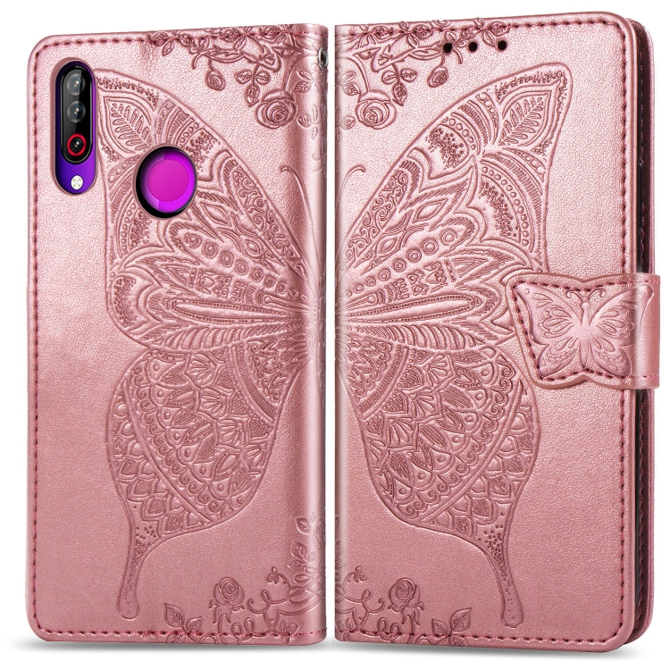 

Butterfly Love Flowers Embossing Horizontal Flip Leather Case for LG W30 , with Holder & Card Slots & Wallet & Lanyard(Rose Gold)