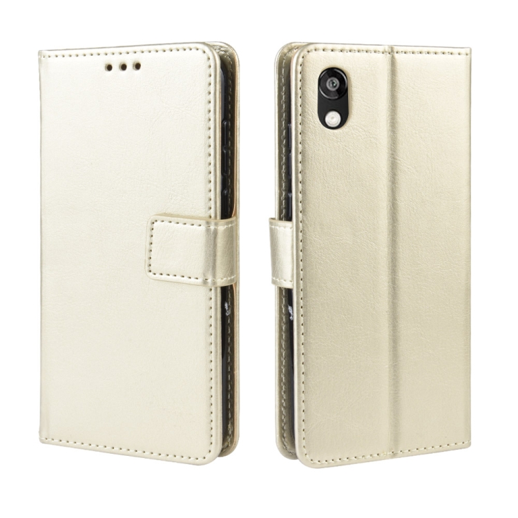 

Retro Crazy Horse Texture Horizontal Flip Leather Case for Huawei Honor 8S, with Holder & Card Slots & Photo Frame(Gold)