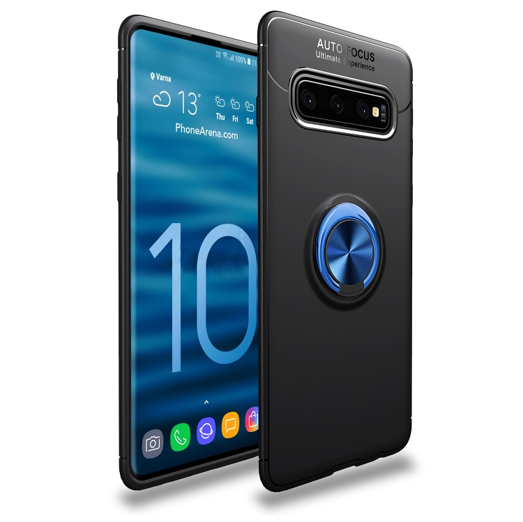 

Shockproof TPU Case for Galaxy S10+, with Ring Holder(Black Blue)