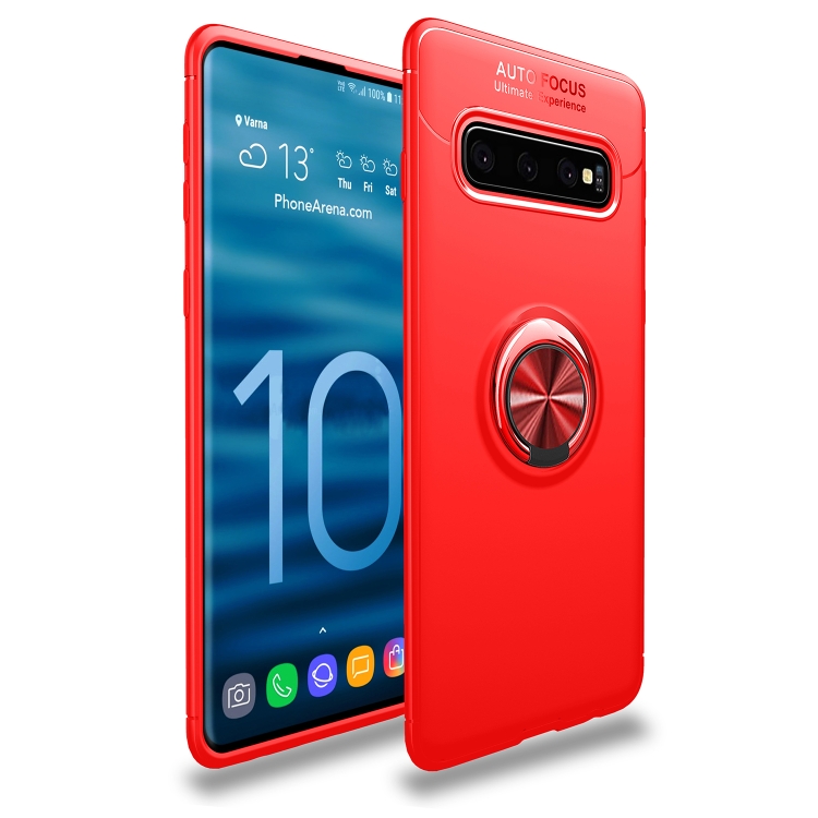 

Shockproof TPU Case for Galaxy S10+, with Ring Holder(Red)
