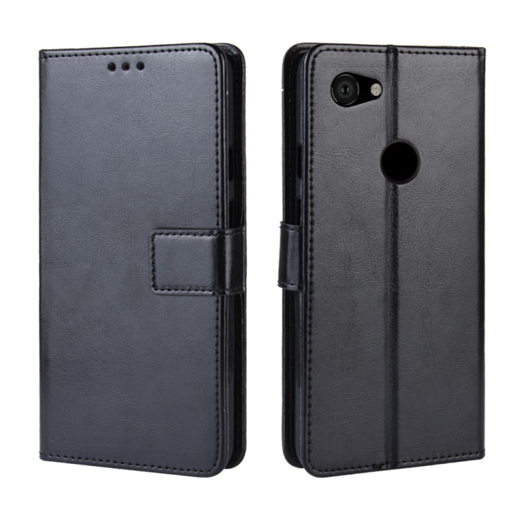

Retro Crazy Horse Texture Horizontal Flip Leather Case for Google Pixel 3a XL , with Holder & Card Slots & Photo Frame(Black)