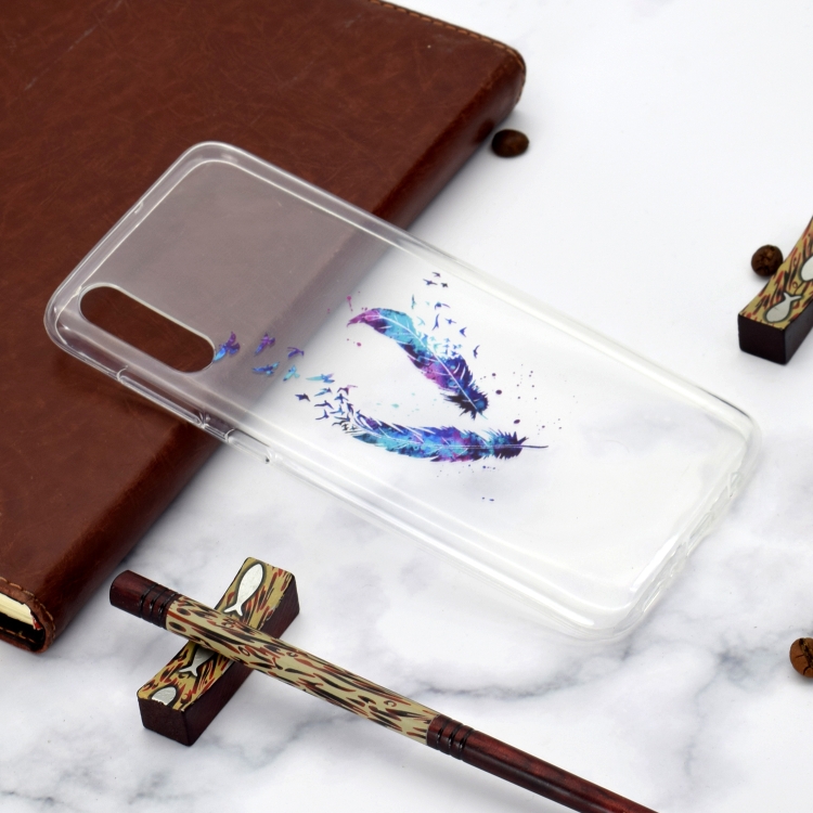 

Fashion Pattern TPU Shockproof Protective Case for Galaxy A70(Feather)
