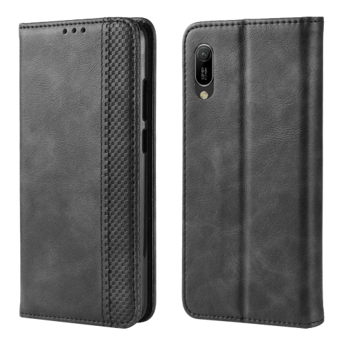 

Magnetic Buckle Retro Crazy Horse Texture Horizontal Flip Leather Case for Huawei Y6 Pro (2019) , with Holder & Card Slots & Photo Frame(Black)