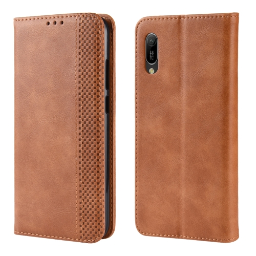 

Magnetic Buckle Retro Crazy Horse Texture Horizontal Flip Leather Case for Huawei Y6 Pro (2019) , with Holder & Card Slots & Photo Frame(Brown)