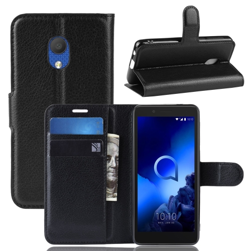 

Litchi Texture Horizontal Flip Leather Case for Alcatel 1C 2019, with Holder & Card Slots & Wallet(Black)