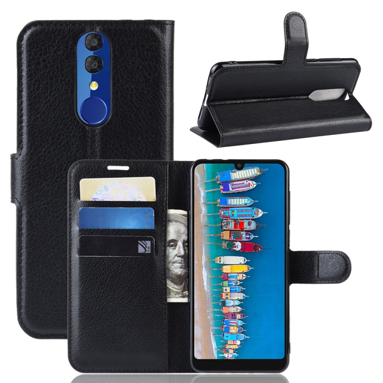 

Litchi Texture Horizontal Flip Leather Case for Alcatel 3 2019, with Holder & Card Slots & Wallet(Black)
