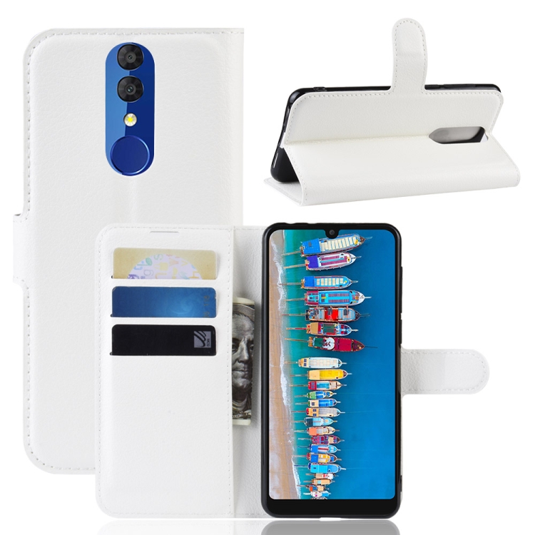 

Litchi Texture Horizontal Flip Leather Case for Alcatel 3 2019, with Holder & Card Slots & Wallet(White)