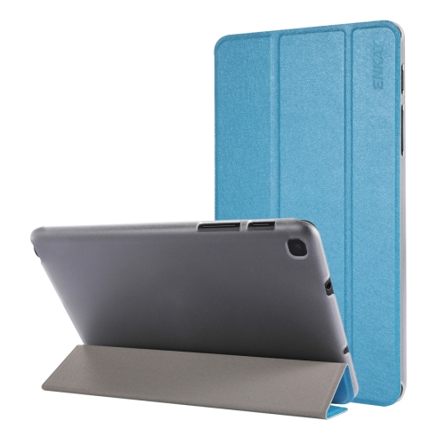 

ENKAY Silk Texture PU Leather + Plastic Bottom Case with Three-folding Holder for Galaxy Tab A 8 (2019) P200 / P205(Light Blue)