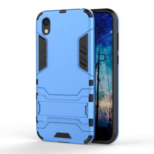 

Shockproof PC + TPU Case for Huawei Honor 8S, with Holder(Blue)