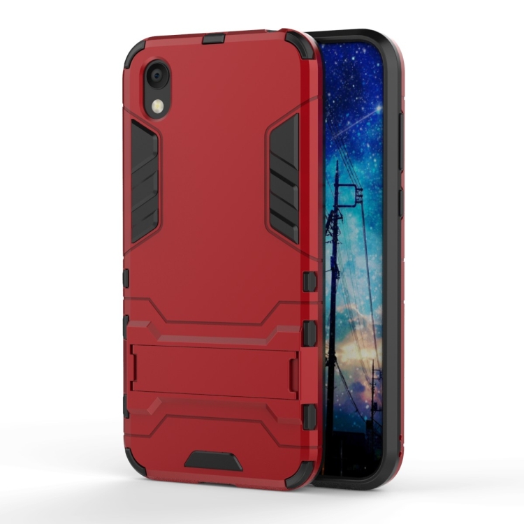 

Shockproof PC + TPU Case for Huawei Honor 8S, with Holder(Red)