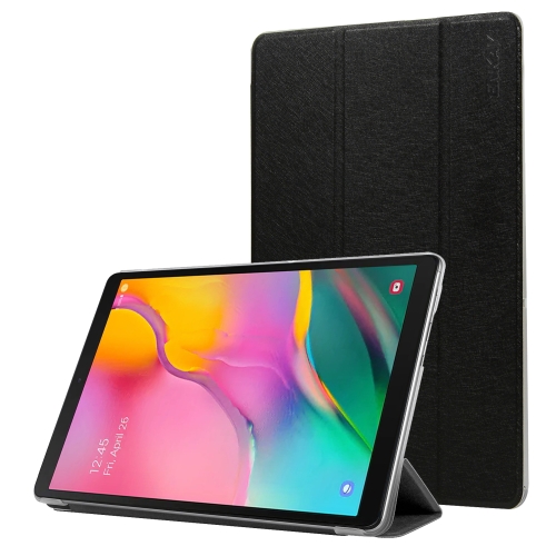 

ENKAY Silk Texture PU Leather + Plastic Bottom Case with Three-folding Holder for Galaxy Tab A 10.1 (2019) T510 / T515(Black)